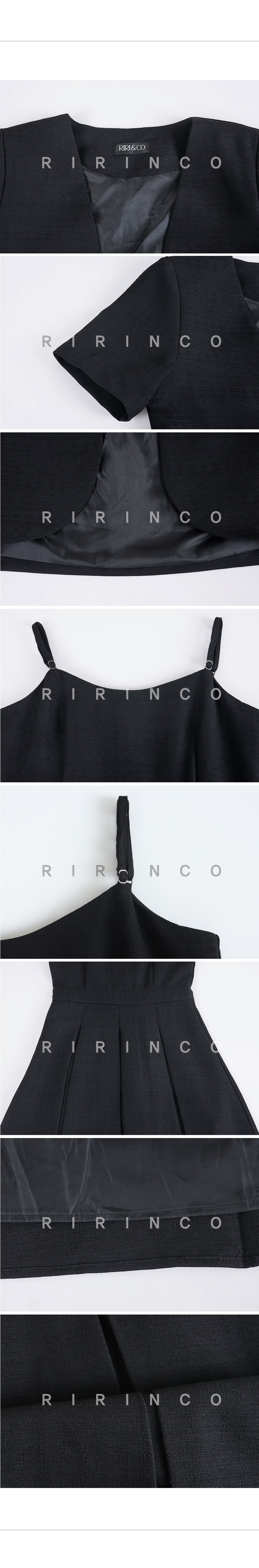 RIRINCO クロップド半袖ジャケット&プリーツロングワンピースセット
