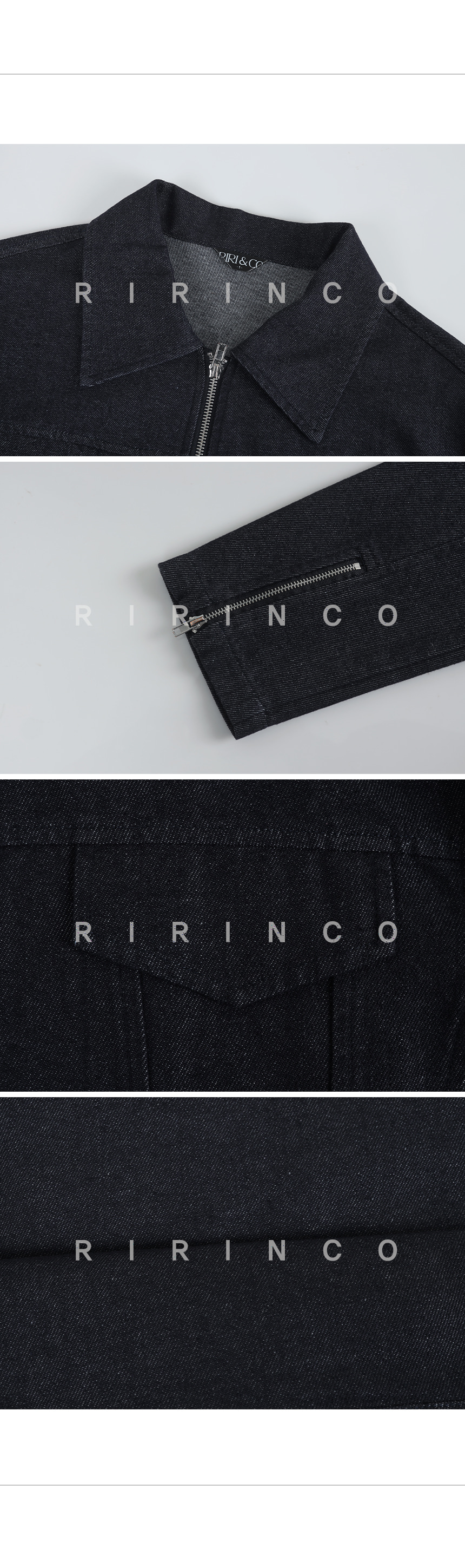 RIRINCO ツーピースカラーネックデニムクロップドジャケット