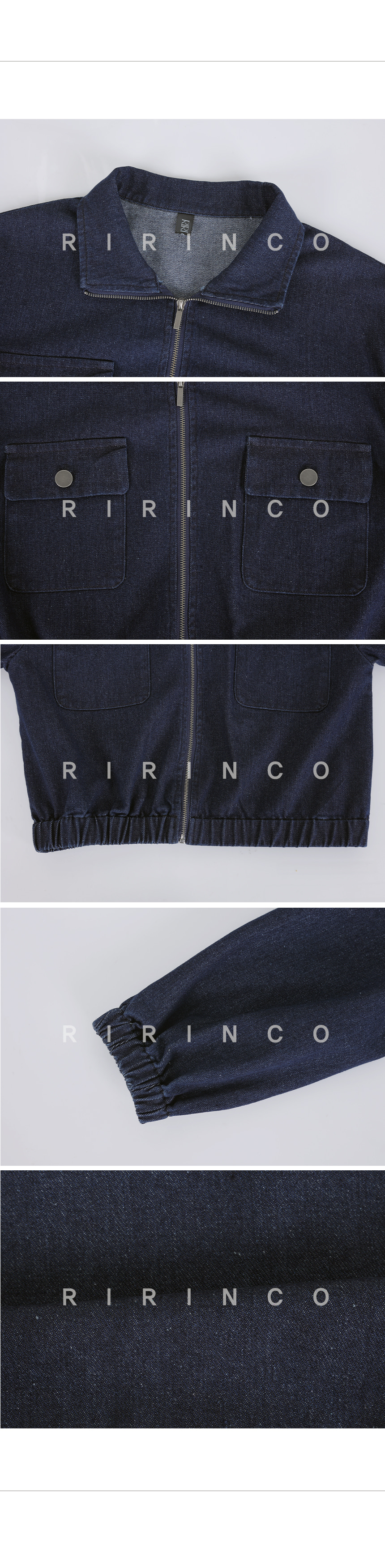 RIRINCO デニムポケット裾ゴムジャンパー