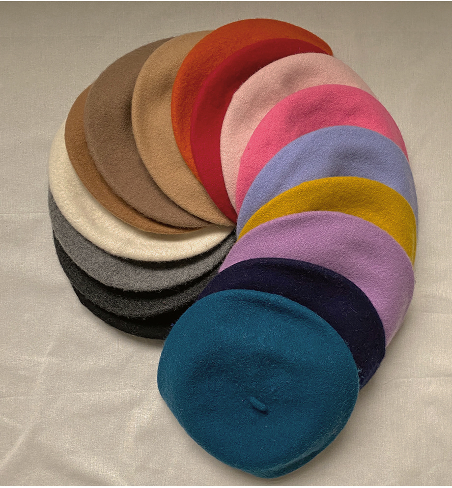 RIRINCO (ウール80%) 無地カラーベレー帽