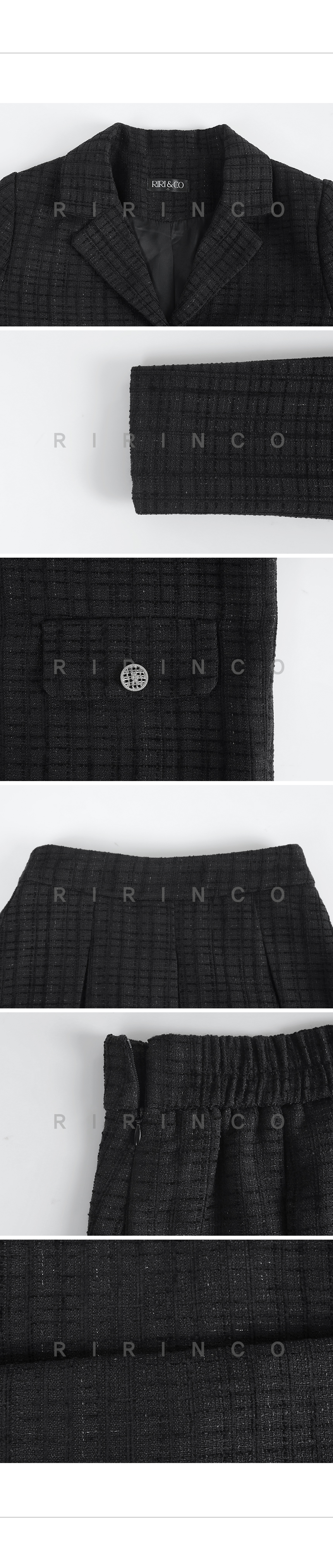 RIRINCO ツイードクロップドジャケット&プリーツスカート上下セット