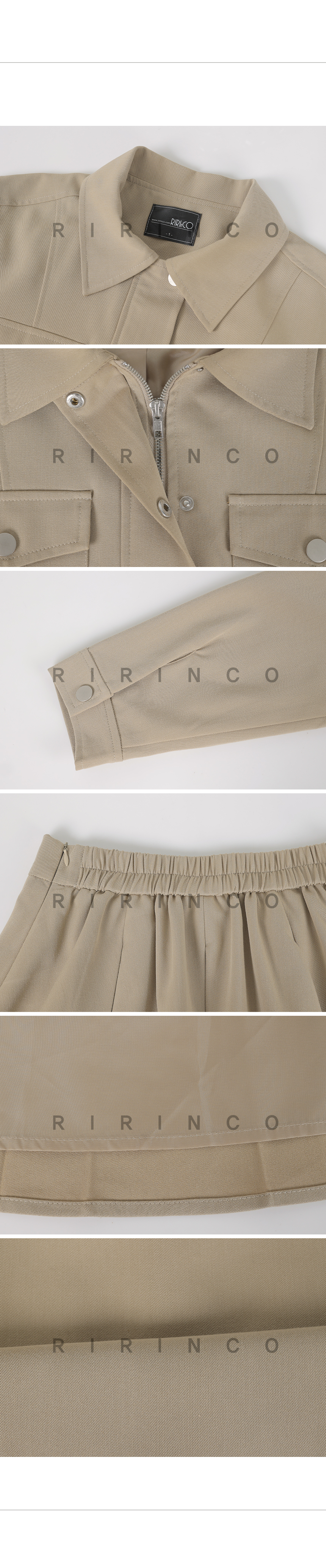 RIRINCO カラーネックジャケット＆プリーツミニスカートセット