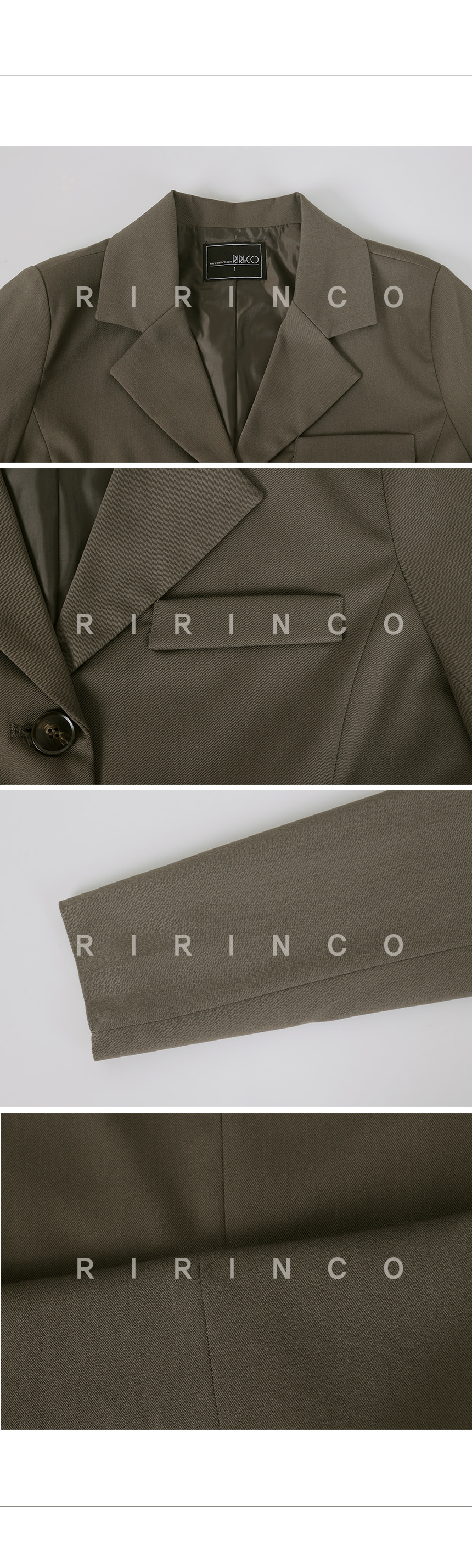 RIRINCO ツーピースカラーネックセミクロップドジャケット