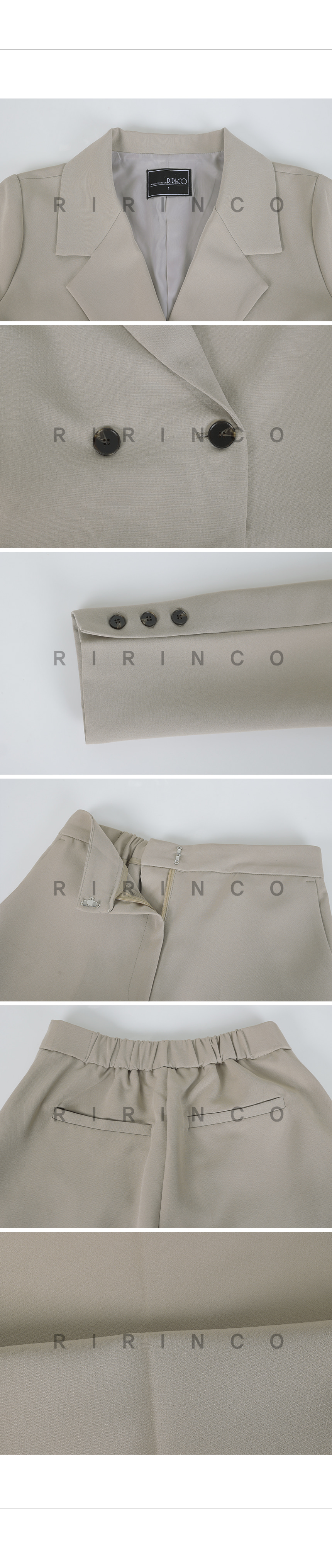 RIRINCO セミクロップドジャケット＆ワイドパンツセット
